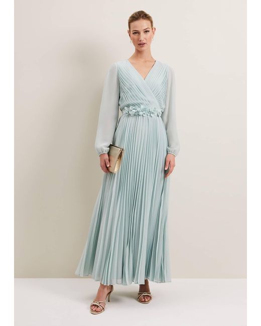 Phase Eight Blue Alecia Pleat Maxi Dress