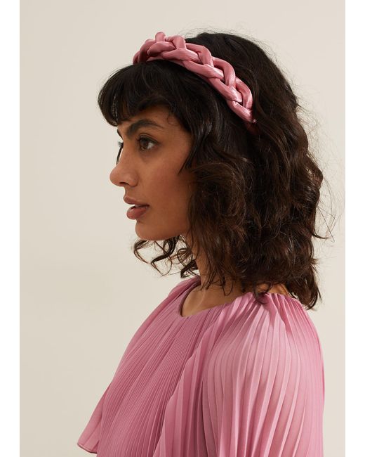 Phase Eight Pink Satin Plaited Headband