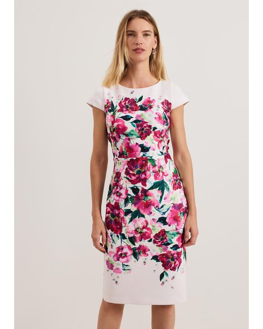 Phase Eight Red Dannas Scuba Floral Dress