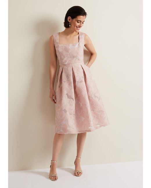 Phase Eight Pink 's Jacesta Jacquard Fit And Flare Dress