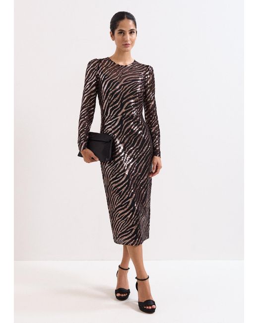 Phase Eight Black Kate Sequin Midi Dress