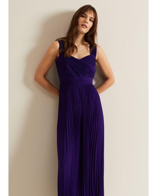 Phase Eight Blue 's Lucia Pleated Bodice Jumpsuit