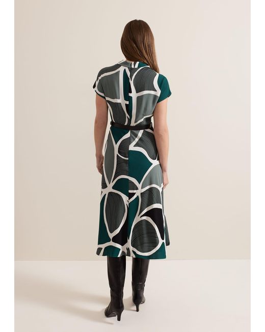 Phase Eight Natural Petite Zaynab Swirl Cowl Neck Midi Dress