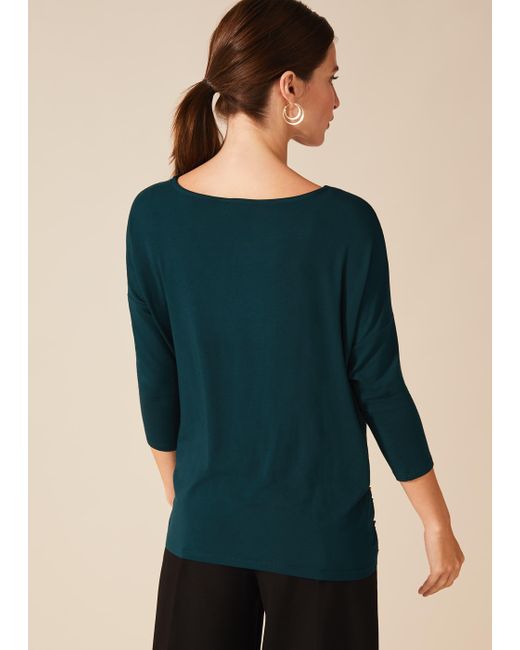 Phase Eight Green Annina Pintuck Hem Top