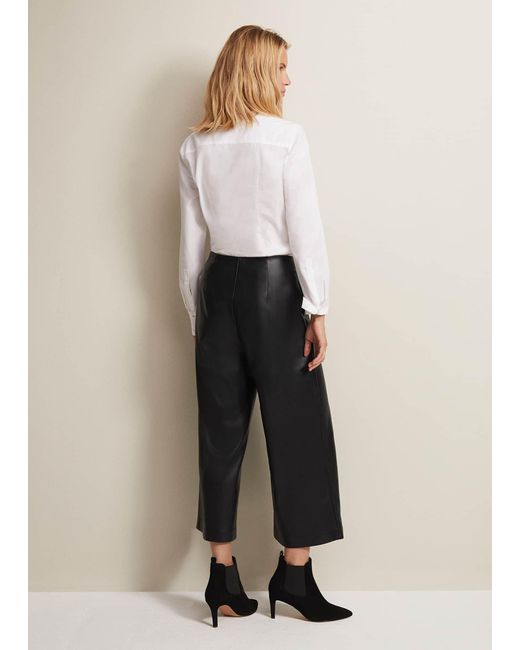 Phase Eight Natural 's Emeline Black Faux Leather Culottes