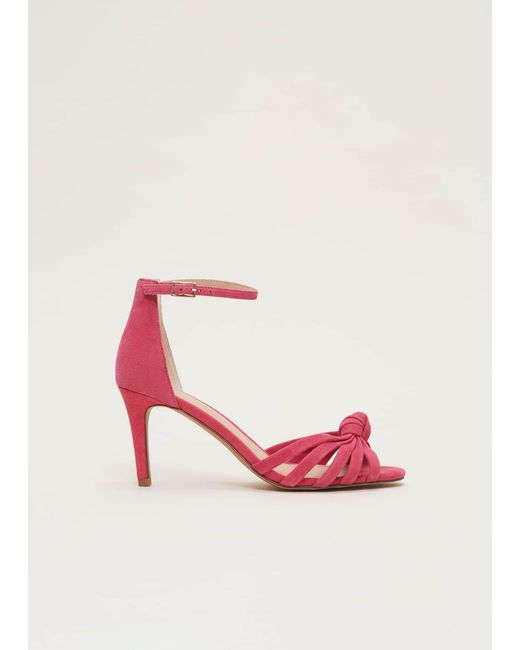 Phase Eight Pink Suede Open Toe Heels