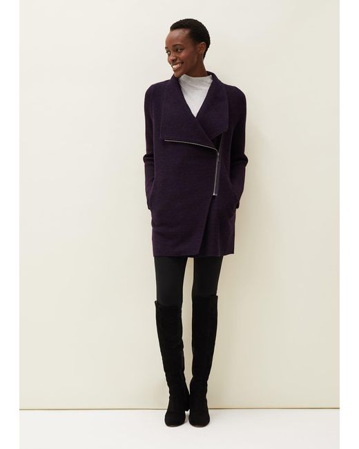 Phase Eight Blue Byanca Zip Knit Coat