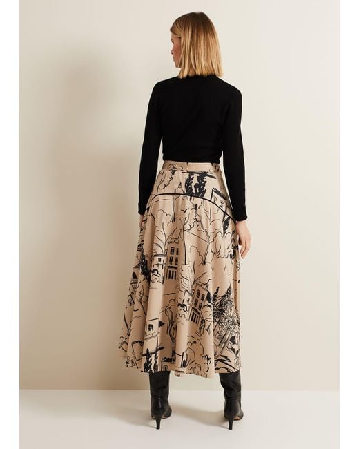 Phase Eight Natural 's Mavis Tuscan Print Midi Skirt