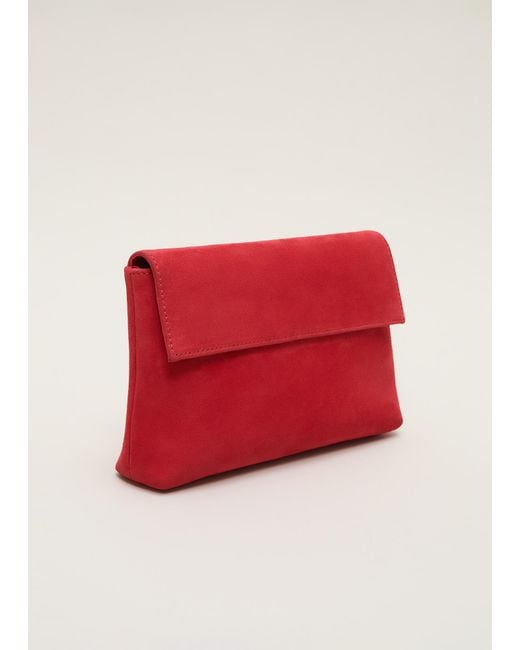 Phase Eight Red Suede Clutch Bag