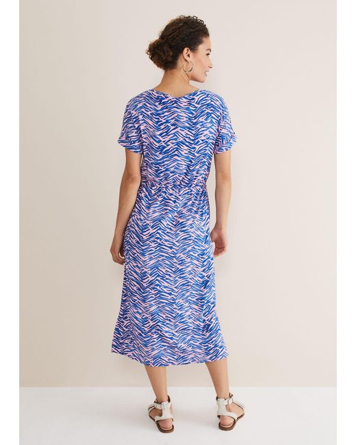 Phase Eight Blue Alina Zebra Print Jersey Dress