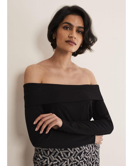 Phase Eight Black Emili Bardot Top