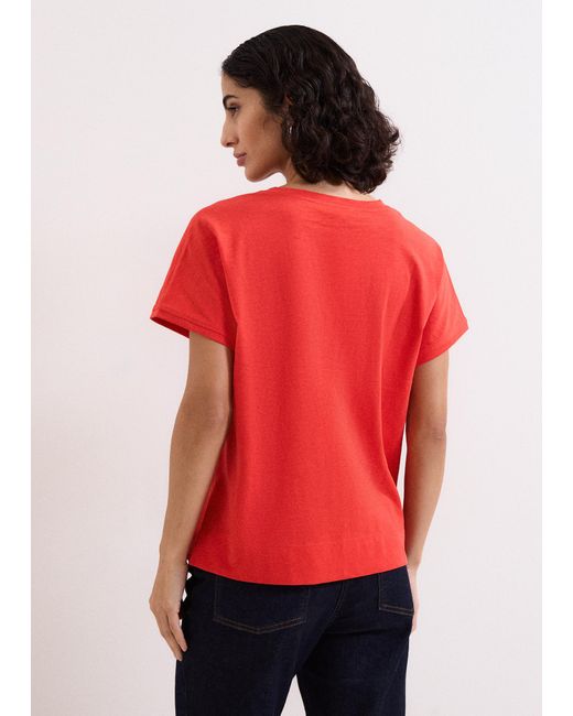 Phase Eight Red Saphiya Slub T-Shirt