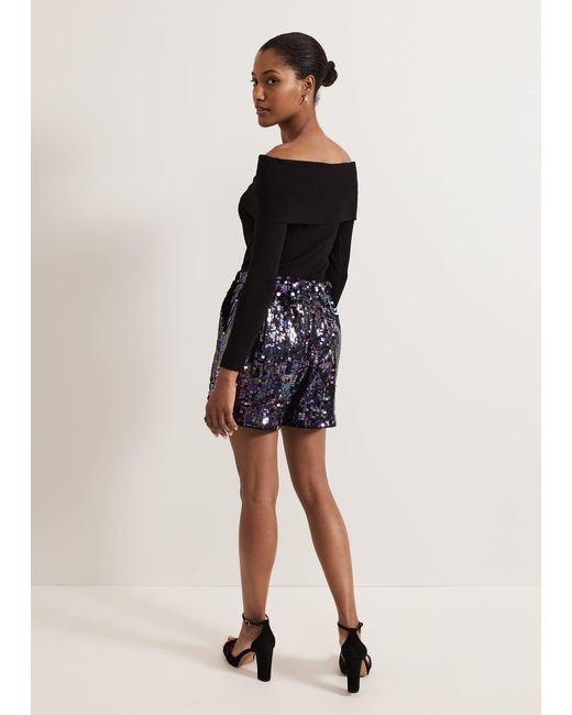 Phase Eight Black Adina Sequin Short
