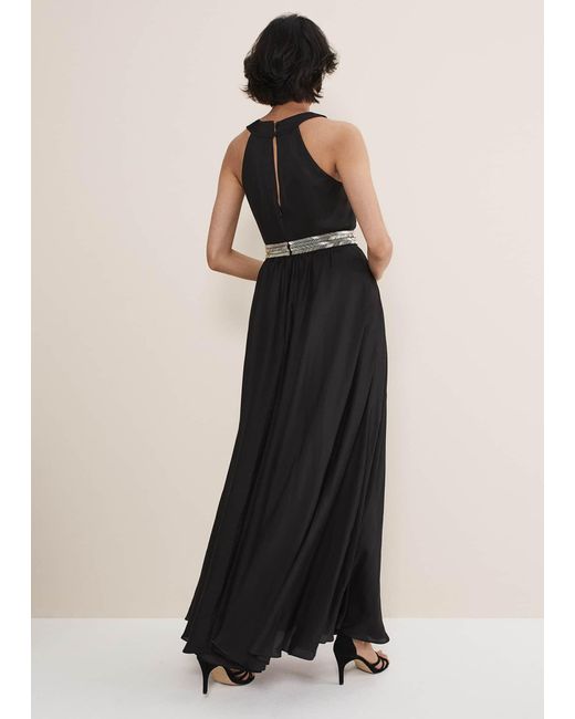 Phase Eight Black Vanessa Beaded Belt Maxi Dress