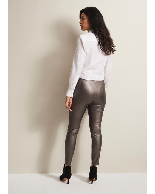 Phase Eight Natural 's Amina Silver Faux Leather Jeggings