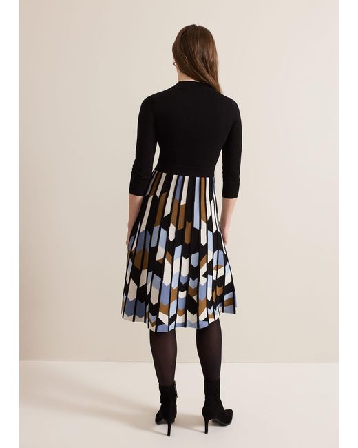 Phase Eight Black Petite Maci Pleated Sunray Midi Dress