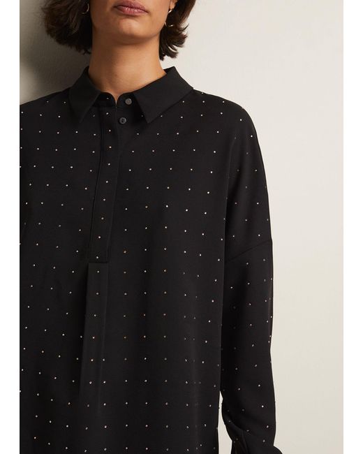 Phase Eight Black 's Elowen Embellished Longline Shirt