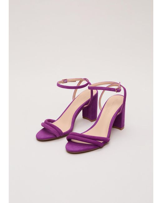 Phase Eight Pink Suede Strap Block Heel Sandals