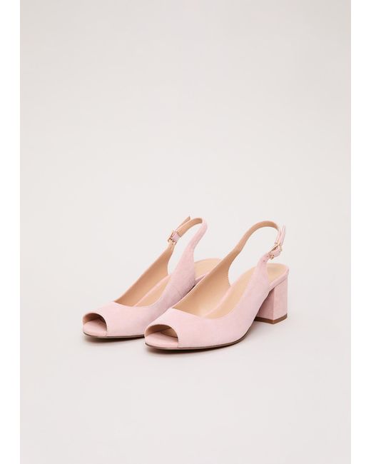 Phase Eight Pink Suede Peeptoe Block Heel Shoes