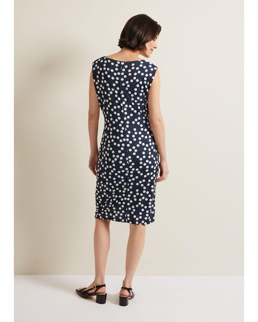Phase Eight Blue Josey Jersey Spot Bodycon Midi Dress