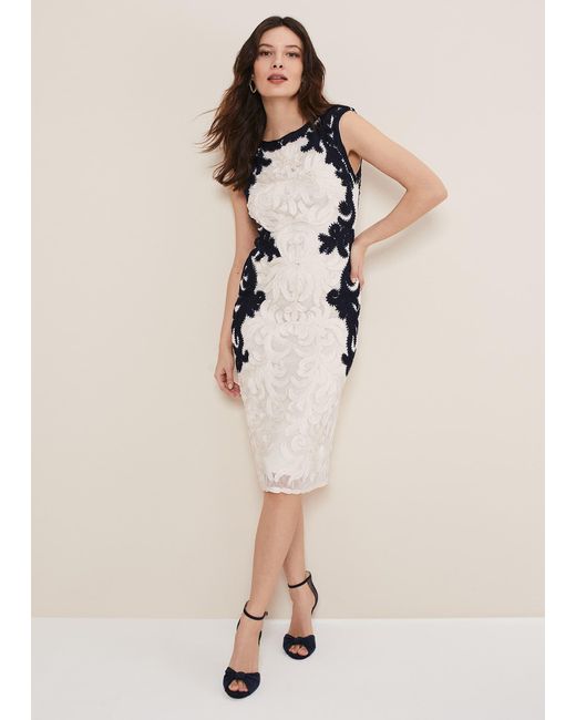 Phase Eight Natural Salima Tapework Dress