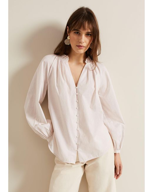 Phase Eight Natural 's Seraphina Stripe Frill Shirt