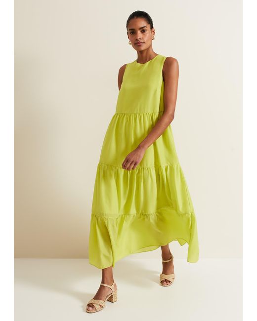 Phase Eight Yellow Sara Tiered Maxi Dress