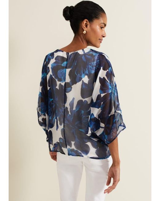 Phase Eight Blue Syra Silk Blouse