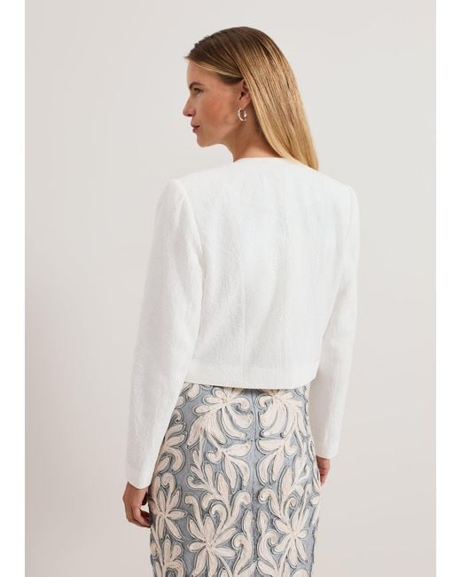 Phase Eight White Olivia Textured Short Jacket