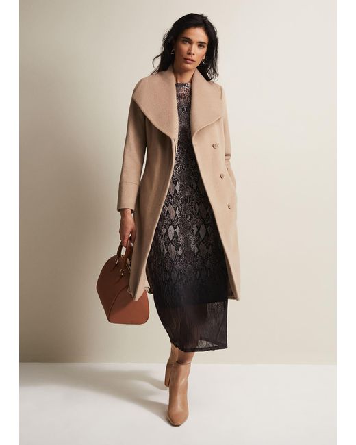 Phase Eight Natural Nicci Belted Wool Coat