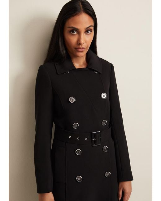 Phase Eight 's Petite Layana Black Smart Trench Coat