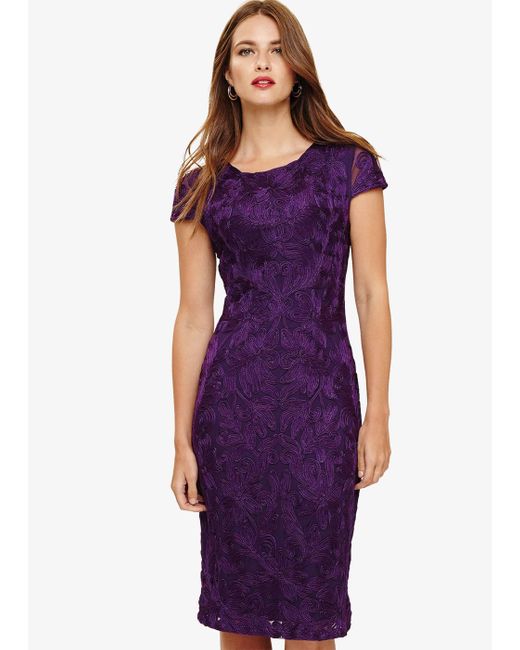Phase Eight Purple 's Cordelia Tapework Lace Dress