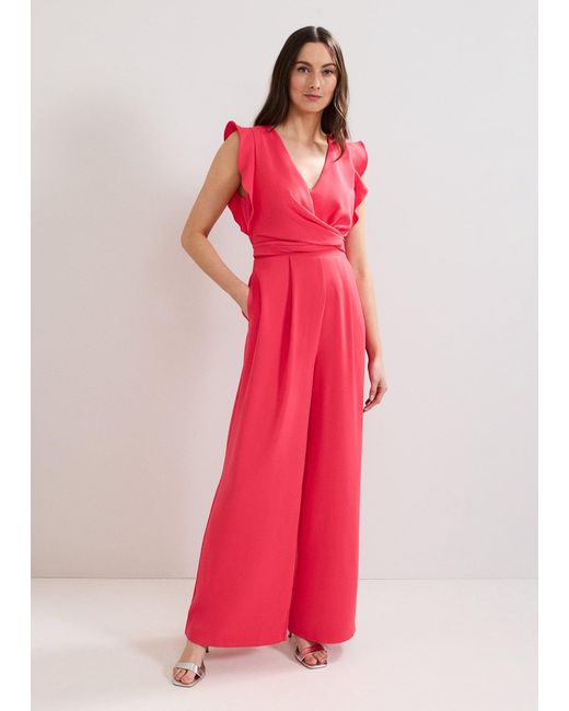 Phase Eight Pink Ayla Ruffle Jumpsuit