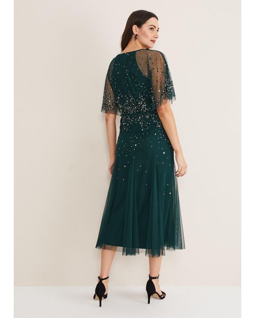 Phase Eight Blue Lumi Short Tulle Beaded Dress