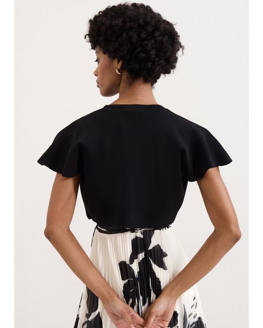 Phase Eight Black Myra Flutted Sleeve Shrug