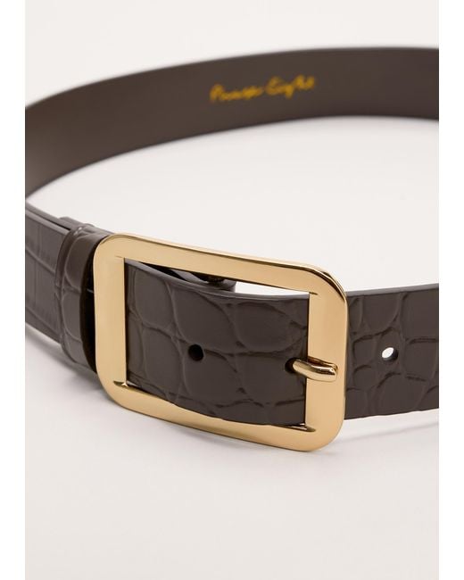 Phase Eight White Leather Mock Croc Waist Belt