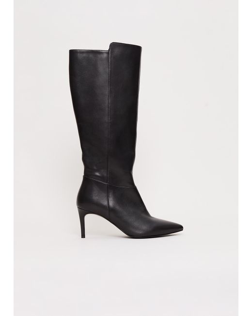 Phase Eight Black Leather Knee High Heeled Boot