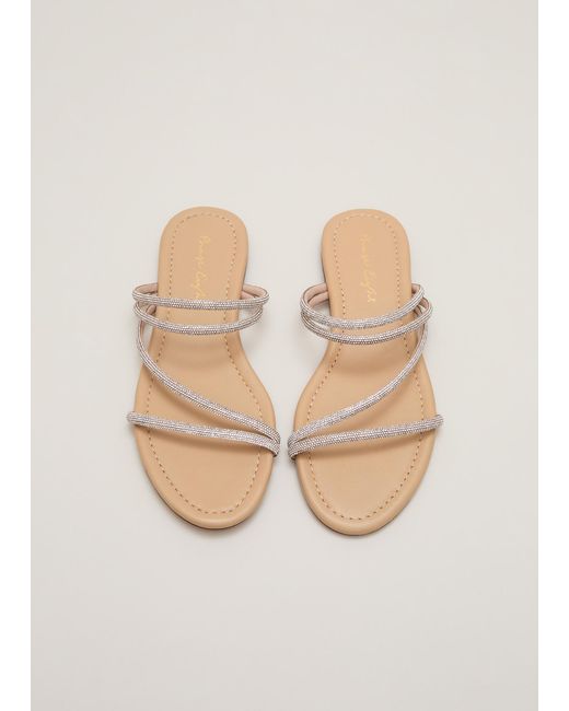 Phase Eight Natural Sparkle Strappy Flat Sandal