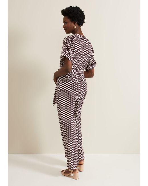 Phase Eight Natural Andra Geo Tie Waist Jumpsuit