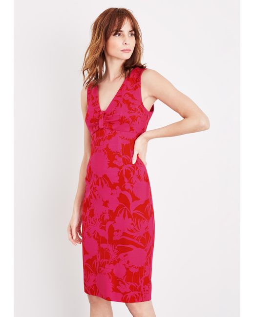 Phase Eight Red Zennor Floral Fitted Ponte Dress