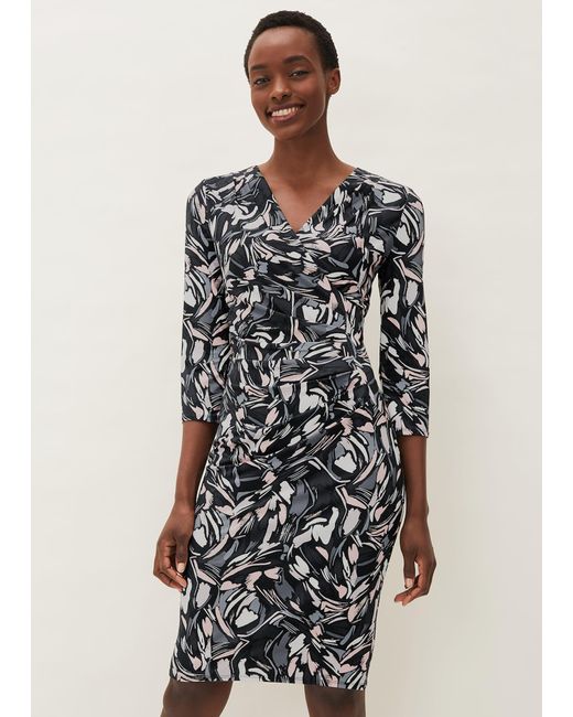Phase Eight 's Bryony Abstract Print Jersey Dress in Black | Lyst UK