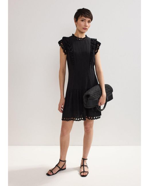 Phase Eight Black Reena Cutwork Embroidered Mini Dress