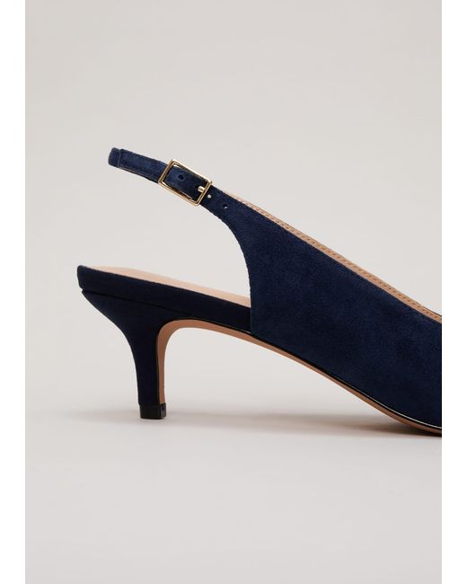 Phase Eight Blue 's Suede Embellished Kitten Heel