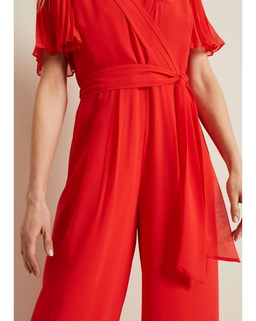 Phase Eight Red 's Kendall Pleat Jumpsuit
