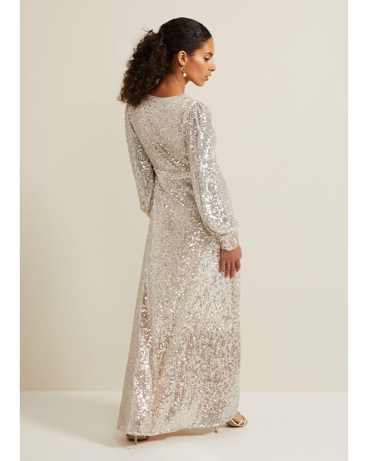 Phase Eight Natural 's Petite Amily Sequin Maxi Dress