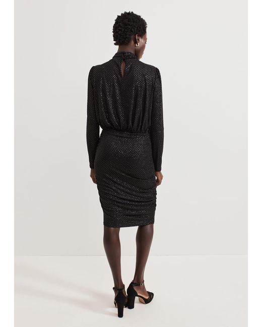 Phase Eight Black Tessa Glitter Printed Fitted Dress