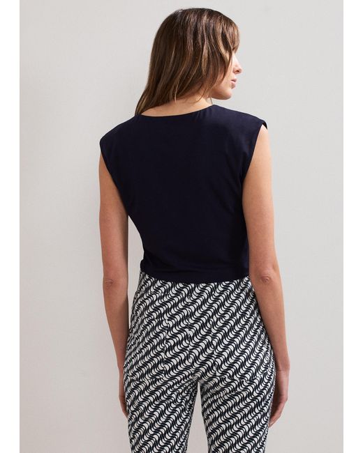 Phase Eight Black Taia Pleat Front V Neck Top
