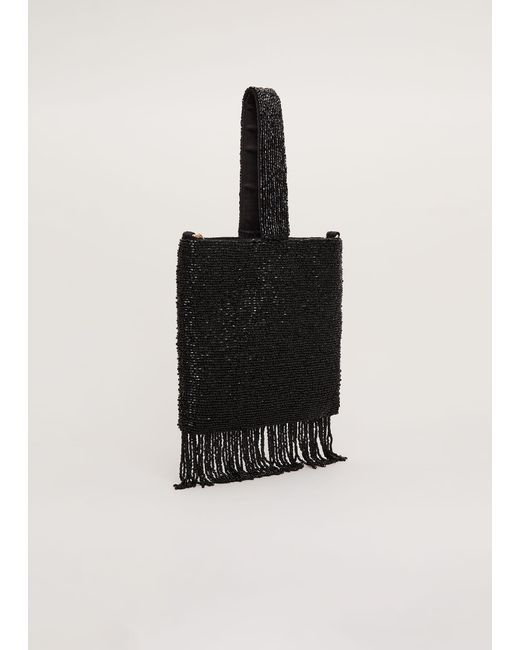 Phase Eight Black Beaded Tassle Bag