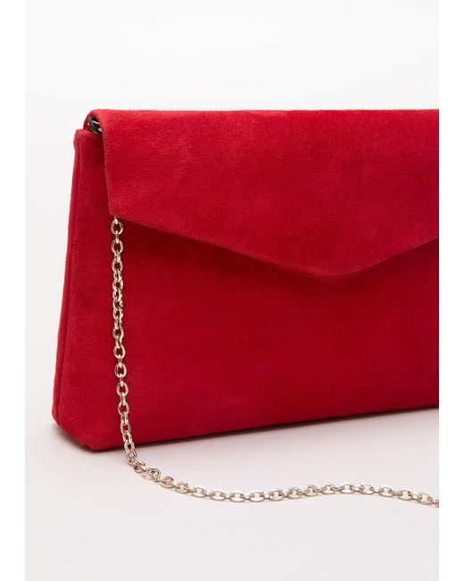 Phase Eight Red Suede Clutch Bag