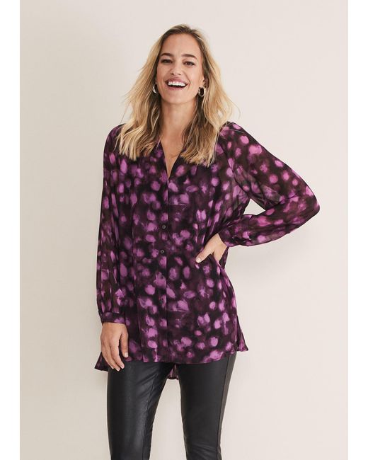 Phase Eight Purple Rhian Chiffon Tunic Blouse